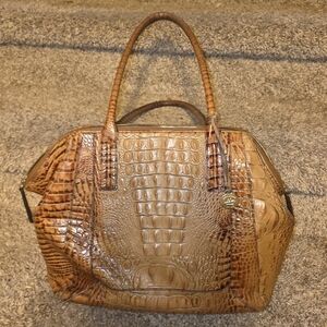 Brahmin Tan Crocodile-Embossed Tote
